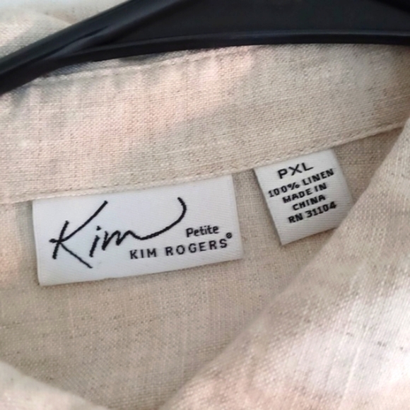 KIM Rodgers Womans Cream 100% Linen Buttoned Down Shirt XLP - Picture 3 of 8